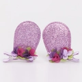 Barrettes oreilles de lapin à paillettes violettes avec petites fleurs pour filles - Paire de Pinces Oreilles de Lapin Longues Violettes avec Petite Fleur