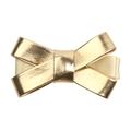 Funkelnde goldene Haarklammer für Mädchen mit metallischem Sternenmuster und PU-Leder-Finish - Goldene Schleife Haarklammer