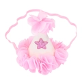 Fascia cappellino festa rosa con glitter, stella e volant in rete per bimba - Stile Stella Bianca Glitter (MB762)