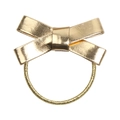 Eleganter goldener Haargummi aus PU-Leder mit Schleife und elastischem Gummiband - Goldene Schleife Haargummi