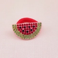 Pink watermelon rhinestone hair tie with red high-elastic band for children - Watermelon / Pink