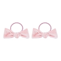 Set mit zwei rosa Samt-Haargummis mit süßen Schleifen für Kinder und Mädchen - Rosa