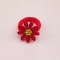 Red flower hair tie with sparkling crystals and high elasticity for women - Sunflower (MT028)