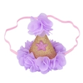 Cerchietto con cappello di compleanno glitterato oro con fiori di tulle e stella rosa - Stile Stella Viola Oro Glitter (MB764)
