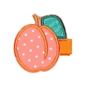 Barrette pour enfant avec broderie pêche rose, feuilles vertes et ruban orange - Pêche