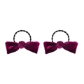 Set of two burgundy velvet bow hair ties with elastic bands for kids and women - Raspberry Red