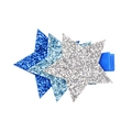 Pinza para el pelo con estrellas brillantes azul y plata para niñas con base de cinta azul - Estrella Azul Oscuro