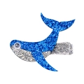 Pinza para el pelo de ballena azul brillante para niñas con ojo 3D y plata fina - Delfín Azul Oscuro