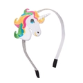 Glinsterende zilveren unicorn hoofdband voor kinderen met regenboog borduurwerk - Regenboog Eenhoorn Hoofdband (MH232)