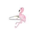 Pink flamingo embroidered hair clip with silver metal snap fastener for kids - Pink Flamingo Hair Clip (MC235)