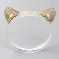 Sparkly golden cat ear headband with lace detailing on a clear acrylic display stand - Cat Ear Baby Headband (MB733)