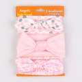 3er-Pack rosa Baby-Stirnbänder mit Punkten und Blattmustern für 0-24 Monate - 3D Ohr Stirnband (MS1966) / Dreiteiliges Set