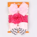 Baby-Mädchen Stirnbänder Set mit rosa Tüllschleife, Rosenblume und Bandschleifen - Säuglingsstirnband (MS1969) / Dreiteiliges Set