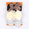 Lot de trois bandeaux bébé avec imprimé girafe, gaze beige et nœuds gris élégants - Style Occidental (MS1973) / Ensemble trois pièces