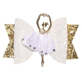 Goldene Ballettmädchen Haarspange mit glitzernder Schleife und Strass-Details - Schneeweiß