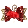 Glitzernde Ballett-Mädchen-Haarspange mit rot-goldener Schleife und funkelnden Steinchen - Leuchtendes Rot