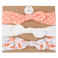Three-piece baby headband set with bows in orange polka dots and flamingo patterns - MS1953 Tropical Flamingo