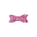 Pinza para pelo con lazo de lentejuelas rosas y cuero lichi para niñas pequeñas - Rosa Purpurina Gruesa
