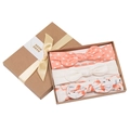 Pink infant bow headband set in a brown kraft gift box with gold silk ribbon - Tropical Jungle Flamingo (MS1953)