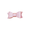 Litchi texture faux leather hair clip featuring a light pink double-layered bow design - Rose Gold Litchi Pattern