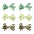 Bow hair clips set in mint polka dots, light cyan, and olive green with gold edges - Olive Green Series (MS1167)