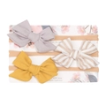 Set de diademas para bebé con lazos de tela gris, amarillo y a rayas en banda nylon - Amarillo Gris Espacial Rayas Retro
