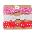 Set of 3 baby bow headbands featuring floral pink, black polka dots, and red patterns - MS1956 White Black Dot