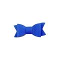 Dark blue bow hair clip with lychee grain leather texture and three-layer stacked design - Navy Blue Litchi Pattern
