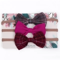 Set de 3 diademas de nylon para bebé con lazos de tela a cuadros rosas y rojos - Lavanda Retro Cuadros Rosa Oscuro Cuadros Rojos