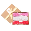 Pink floral and polka dot baby bow headband set in a gift box with a silk ribbon - White Black Polka Dot (MS1956)