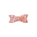 Pink sequin glitter bow hair clip for girls with shimmering lychee leather texture - Light Gold Chunky Glitter
