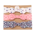 3-pack infant headbands featuring floral, polka dot and heart leopard bow designs - MS1964 Heart Polka Dot