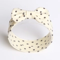Fascia elastica per neonati in cotone a pois neri con grazioso fiocco color bianco crema - Bianco Albicocca Pois