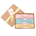 Baby girl bow headband set with floral patterns in a kraft gift box for toddlers - Aqua Green Print (MS1958)