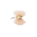 Detailed view of apricot mesh bow hair clip with gold glitter star and metallic BB clip - Light Orange