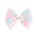 Barrette à cheveux nœud blanc pour filles avec pompons colorés et décor nuage souriant - MC755 Nuage Mignon