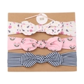 Set of 3 elastic baby headbands with floral, rainbow, and striped bow designs - MS1957 Rainbow Print