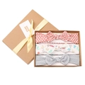 Pink baby headband gift set featuring three patterned bows in a handmade kraft box - Rabbit Print (MS1959)