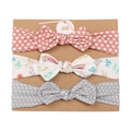 Three-pack baby headbands set featuring floral and polka dot patterns with bow accents - MS1959 Rabbit Print