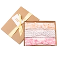 Pink baby bow headband 3-piece set in a kraft gift box with handmade tag and ribbon - Swan Print (MS1960)