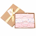 Pink and purple 3-piece baby headband gift set with large bows in a kraft box - Whale Print (MS1961)