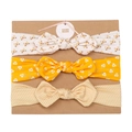 Three-piece baby headband set featuring yellow floral, butterfly, and polka dot bow designs - MS1962 Yellow Small Flower