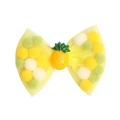 Yellow mesh hair clip with colorful pom-poms and cute pineapple decoration - MC747 Pineapple