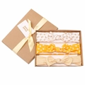 Three-piece baby headband gift set with yellow bows in a kraft paper box - Yellow Small Flower (MS1962)