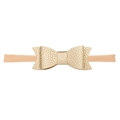 Fascia per neonati senza cuciture con un fiocco in ecopelle dorata metallizzata - Stile Fiocco Oro Chiaro