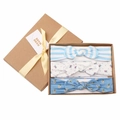 Pink baby bow headband gift set with three different floral and striped patterns in a box - Bird Print (MS1963)