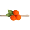 Handmade orange felt flower baby headband with green leaves on soft elastic band - Three Orange Fruit Style (MB128)