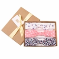 Pink infant headband gift set featuring three handmade floral and polka dot patterns - Heart Polka Dot (MS1964)