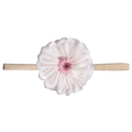 Pink and white handmade floral baby headband with a soft nylon elastic band - Pink Center White Flower Style (MB129)