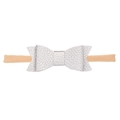 Fascia neonata con fiocco in pelle PU argento e morbida fascia elastica in nylon - Stile Fiocco Argento Spaziale